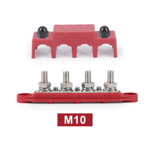 บล็อกจ่ายไฟ RV Marine Busbar M8 M10 4 Stud สีแดงดำ ขั้วต่อแบตเตอรี่ ทองแดง สแตนเลส ไนลอน PA66 - Product Image 4