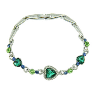 New Heart of the Ocean <b>Love</b> Heart Colored Rhinestone Ladies Girlfriend <b>Bracelet</b> - Product Image 1