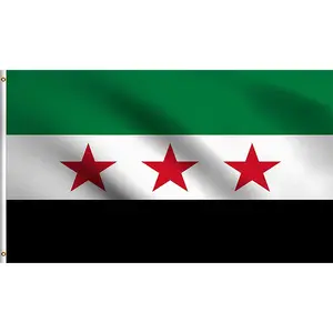 Wholesale Custom 3x5 Ft 100% Polyester Free Syrian Flag Banner National Republic of The Syria Arab Revolution Flags