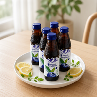 Blauwe bes, bosbes en berkenwater sapmix, 100ml glazen fles, enkelvoudige portie, kant-en-klaar fruitdrankje