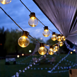 <span class=keywords><strong>Guirnalda</strong></span> de <span class=keywords><strong>Luces</strong></span> Solares para Exteriores, Color Blanco Cálido, IP65 Impermeable, Bombillas Transparentes, para Camping, Toldo, Balcón, Fiestas Navideñas, Decoración - Product Image 6