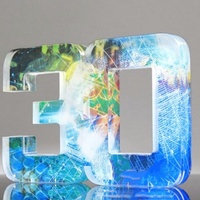 Trophée de bloc acrylique personnalisé avec goutte d'huile en résine solide transparente Presse-papiers de récompense pour souvenir