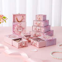 Boîte de rangement de bijoux romantique en gros avec couvercle et base, style Instagram, pour la Saint-Valentin, pour bagues, clous d'oreilles et boucles d'oreilles, boîte d'emballage rose