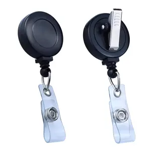 Bestom New OEM 32mm Round ABS Translucent Retractable Badge Reel Alligator Clip With PVC Strap Crocodile Clip