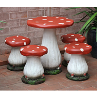 Paysage ornemental sculpture résine fibre de verre champignon table et chaise ensemble pour jardin patio meubles