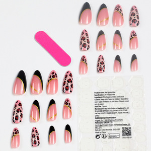 Pegatinas de Uñas Postizas ABS con Patrón de Almendra <span class=keywords><strong>Francesa</strong></span>, <span class=keywords><strong>Diseño</strong></span> de <span class=keywords><strong>Manicura</strong></span> Estilo Europeo Americano para Dedos, 24 Uñas Postizas para Usar - Product Image 2