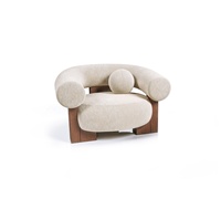 NOVA Le Plus Populaire Fauteuil Canapé Paresseux Nordique pour Salon, Structure en Bois Massif, Revêtements en Tissu, Chaise Longue Individuelle