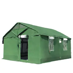 OEM y ODM 84 Tienda de campaña estándar Casa de tienda de poste de acero de construcción rápida 400D 620D Tela Oxford Tienda de campaña verde