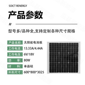 Panel Solar Monocristalino de Vidrio de 80W 6V/18V |   Panel Fotovoltaico - Product Image 3