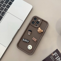 Housse de protection en silicone pour iPhone 15 14 13 12 11 Pro Max Plus TPU08, motif dessin animé 3D, couleur dégradée givré, respectueux de la peau