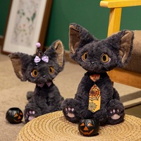Peluche personnalisée super mignonne de chat noir allemand à poils bouclés pour Halloween, rembourrage en coton PP super doux, cadeau de Noël