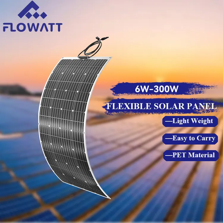 Venta caliente 6W 10W 20W 40W 50W 80W Panel solar flexible Voltaje máximo del sistema 600V Paneles solares monocristalinos flexibles