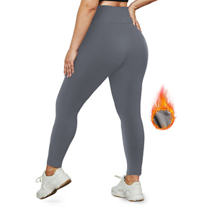 Leggings foderati in <span class=keywords><strong>pile</strong></span> da donna <span class=keywords><strong>con</strong></span> tasche-inverno caldi e termici pantaloni da Yoga a vita alta - Product Image 4