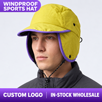Casquette de baseball d'hiver personnalisée avec logo, cache-oreilles, coupe-vent, pour sports de plein air, avec cordon de mentonnière, pour hommes et femmes, vente en gros