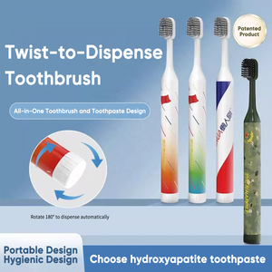 Cepillo de Dientes Giratorio Todo en Uno con Cerdas Suaves Reutilizables, Libera Pasta de Dientes Automáticamente, Compacto para Viajes y Uso en Hoteles - Product Image 1