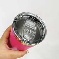 Gobelets isothermes en acier inoxydable électroplaqué, colorés, 20 oz, avec base arc-en-ciel, revêtement poudré, avec couvercle et pailles