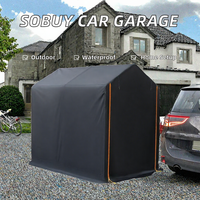 Tente de garage extérieure durable pour voiture, toit plat, en PE, imperméable, pour vélos, motos, abri de jardin, gris