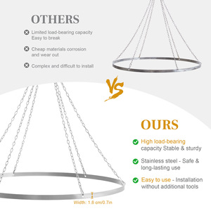 <span class=keywords><strong>Kit</strong></span> de suspension au <span class=keywords><strong>plafond</strong></span> 20 pieds pour rideau en fil avec anneau de suspension de 60 cm en acier inoxydable argenté pour décoration de <span class=keywords><strong>mariage</strong></span> et événements - Product Image 2