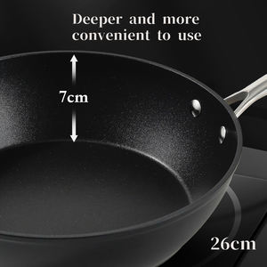 26cm Deep Non-Stick Frying Pan Anodized Aluminum <b>Cookware</b> PFOA-Free & Dishwasher Safe for All Stovetops - Product Image 6