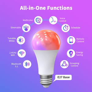 Rgbcw mờ màu Wifi E27 E26 9 wát LED <span class=keywords><strong>bluetooth</strong></span> ánh sáng bóng đèn bombillos LED tuya cuộc sống thông minh App Alexa Google - Product Image 2