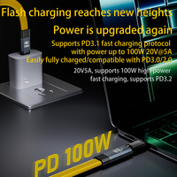 Cable de Datos USB C Hembra a Tipo C Macho de Alta Velocidad PD 100W, 20Gbps FPC, Cable de Carga para Transmisión de Datos y Audio HD Más Rápida