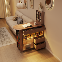 Table de bar télescopique moderne et minimaliste en bois d'hévéa, style îlot étroit, pour petits espaces domestiques, référence BZ002 (Stock US)