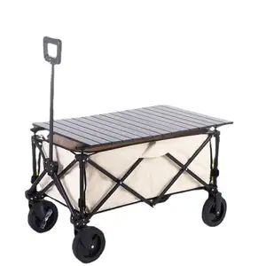 Outdoor Portable Camping Heavy Duty Collapsible Folding Utility Wagon Beach Cart With Egg Roll Table