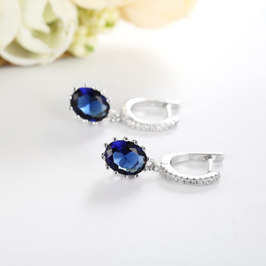 <span class=keywords><strong>Pendientes</strong></span> de Plata de Ley 925 con Cristal AAA, Cierre Inglés, Diamante, <span class=keywords><strong>Oro</strong></span> <span class=keywords><strong>Blanco</strong></span> - Product Image 5