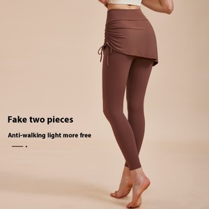 Femmes taille haute élastique danse Fitness pantalons de sport minceur Yoga Leggings cordon hanche couvrant <span class=keywords><strong>jupe</strong></span> solide pour le printemps - Product Image 3