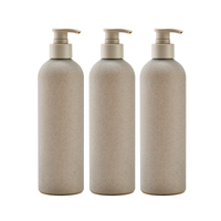 Bouteilles de shampoing, de lotion pour le corps et de soin des cheveux en paille de blé, à toucher doux, rechargeables, vides, de 250 ml, 400 ml, 500 ml, avec pompe distributrice