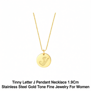 Collana con ciondolo a forma di lettera J in acciaio inossidabile placcato oro, catena a serpente minimalista per donna - Product Image 2