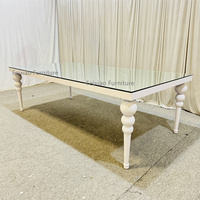 Meubles de maison de haute qualité Ensembles de salle à manger blanc brillant Table Table à manger en verre