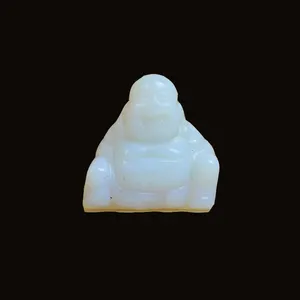 Gemma di cristallo naturale di giada bianca opale intaglio tasca opale che ride buddha