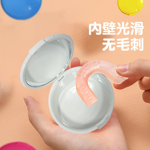 Denture Storage Box Round Portable <b>Plastic</b> With <b>Mirror</b> For Orthodontic Teeth Care - Product Image 5
