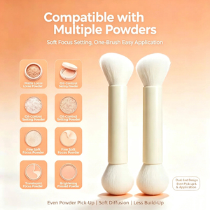 Ensemble de pinceaux de maquillage YRX beige à double embout, mini-set de voyage, haute qualité, pour blush, visage, base, kit de pinceaux de maquillage, cosmétiques - Product Image 5