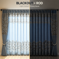 Cortinas Opacas Bordadas con Láser de 1 Metro de Ancho ARODDY para Sala de Estar
