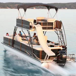 Barco de pontón de dos pisos personalizado para la mejor familia, barco de fiesta, barcaza, a la venta