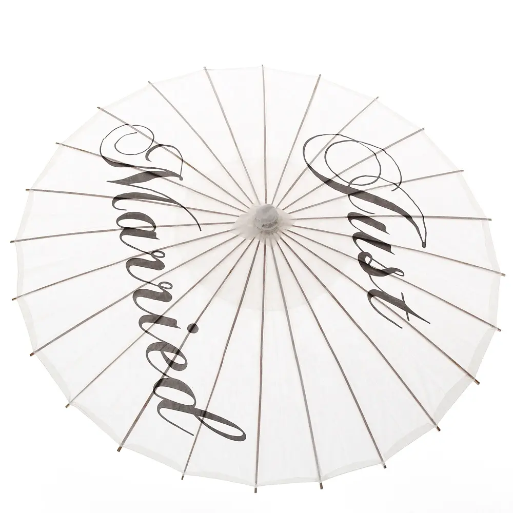 Marque peints en blanc en gros pas cher mariée mariage mariée décoration de fête papier parasols parapluie