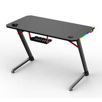 Mesa de juegos RGB LED en forma de Z, escritorio de ordenador de estilo moderno para oficina en casa, Gamer de Metal, PC, estación de trabajo, mesa de oficina de estilo de carreras