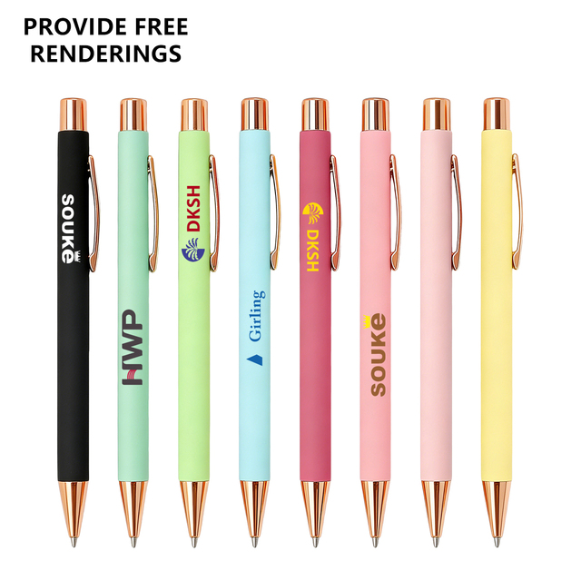 Metal Luxury Office School Ballpoint Pen Wholesale Advertising Gift with Laser Engraving Blue Body Black Ink Unique Design