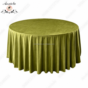 ANNIELU <span class=keywords><strong>Tovaglia</strong></span> di Lusso <span class=keywords><strong>Verde</strong></span> Oliva in Velluto Rotonda per Matrimoni, Banchetti ed Eventi - Product Image 3