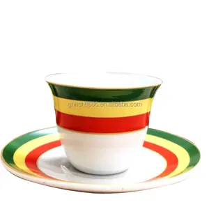 बढ़िया चीनी मिट्टी के बरतन 85 मिलीलीटर इथियोपियाई इरिट्रिया कावा कप सेट बिना हैंडल स्टॉक कॉफी सेट इथियोपियाई कॉफी कप सेट कप और तश्तरी