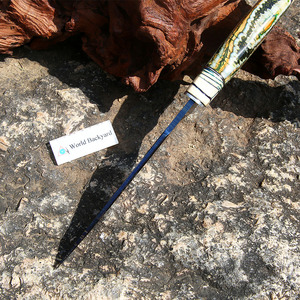 JY145R سكين تخييم بشفرة ثابتة بمقبض أسنان عثة ذهبية بظهر مستقيم - Product Image 3