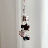 Pendentif de sac original fait main de style vintage en Lycra, plastique/résine, avec perles en forme de cœur, porte-clés créatif, chaîne de suspension CCD