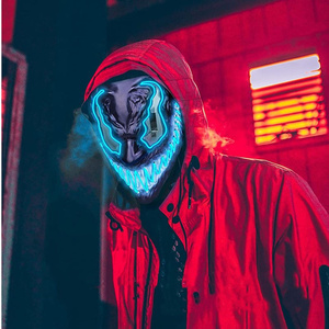 Halloween Poppy Playtime Funny Horror Glow Cool Entertainment incandescente LED Neon Light Role Playing <span class=keywords><strong>Terror</strong></span> Glowing Party Mask - Product Image 4