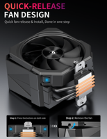 Ventilateur CPU upHere 120 mm, refroidisseur CPU pour Intel LGA1851 1700 LGA1200 LGA1155 AMD AM5 AM4, ventilateur de refroidissement silencieux pour PC