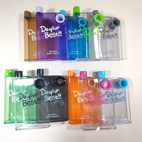 Bouteilles d'eau en plastique transparentes A5 personnalisées en gros, carrées, 420 ml, pour sport, jus, lait, carton, gobelets mignons pour enfants