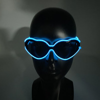 Lunettes en plastique en forme de cœur lumineuses à LED pour Halloween, accessoire de costume pour fête costumée en plein air, lunettes lumineuses clignotantes