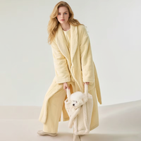 Peignoir pour femme Anzhiban, grande taille, en polaire moelleuse, thermique, col en V, manches longues, élégant, minimaliste, personnalisé, pour la maison