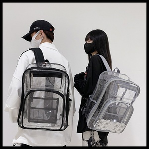 Hot Selling Large Capacity PVC Transparent Clear Plastic <b>Backpack</b> <b>Waterproof</b> Zipper Closure OEM ODM Stadium Approved Bookbags - Product Image 3